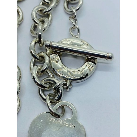 Tiffany & Co Sterling Silver Toggle Heart Tag Blank Heart Necklace 15.75" - Picture 4 of 14